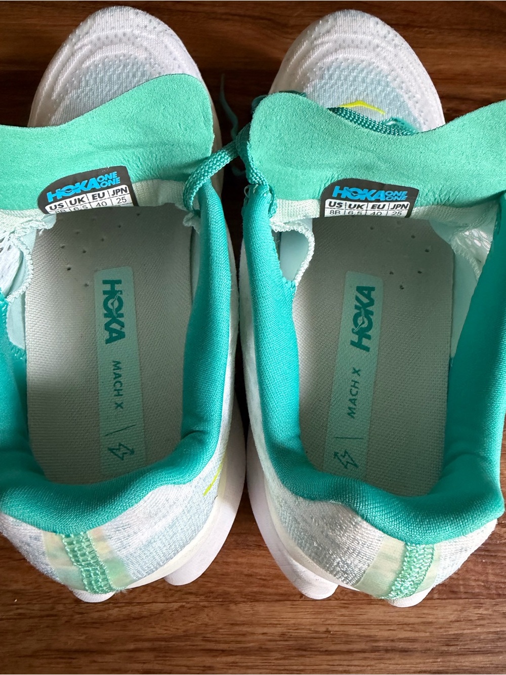 Hoka Women’s One One Running Shoes - White with Teal Accents Size 8 runs large - Picture 7 of 9